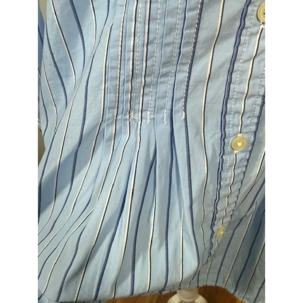 Ralph Lauren Girls Striped Shirt Dress‎ Size 12 Contrast Collar Blue White